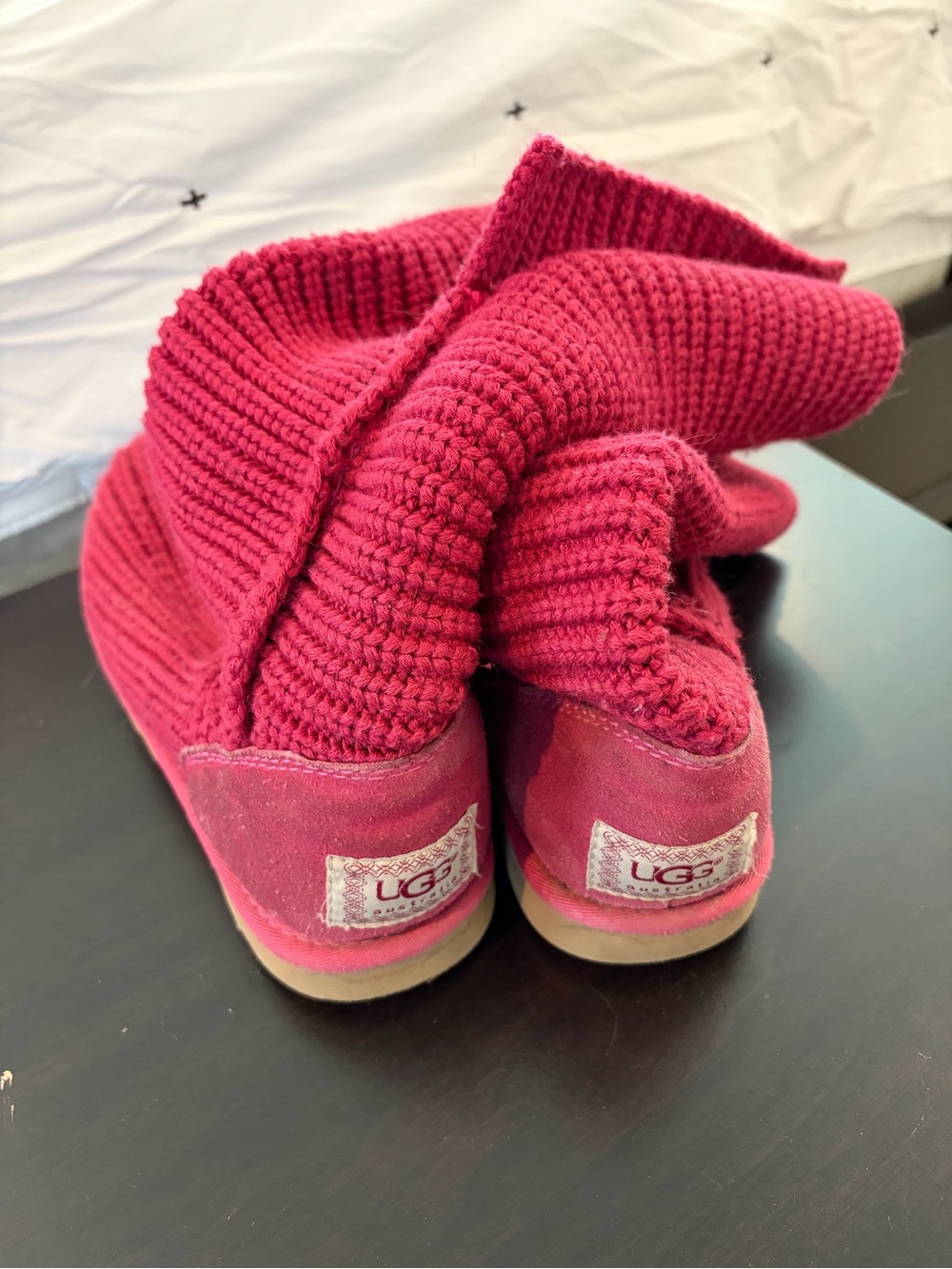 UGG Raspberry Knit Cuff Ankle Boots